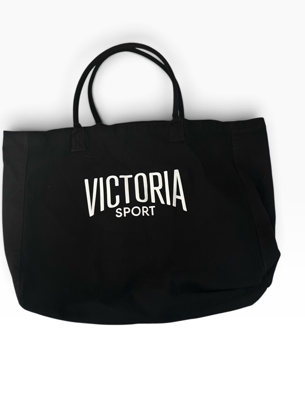 Victoria’s Secret Sport Black Canvas Tote Logo Gym Beach Bag Large